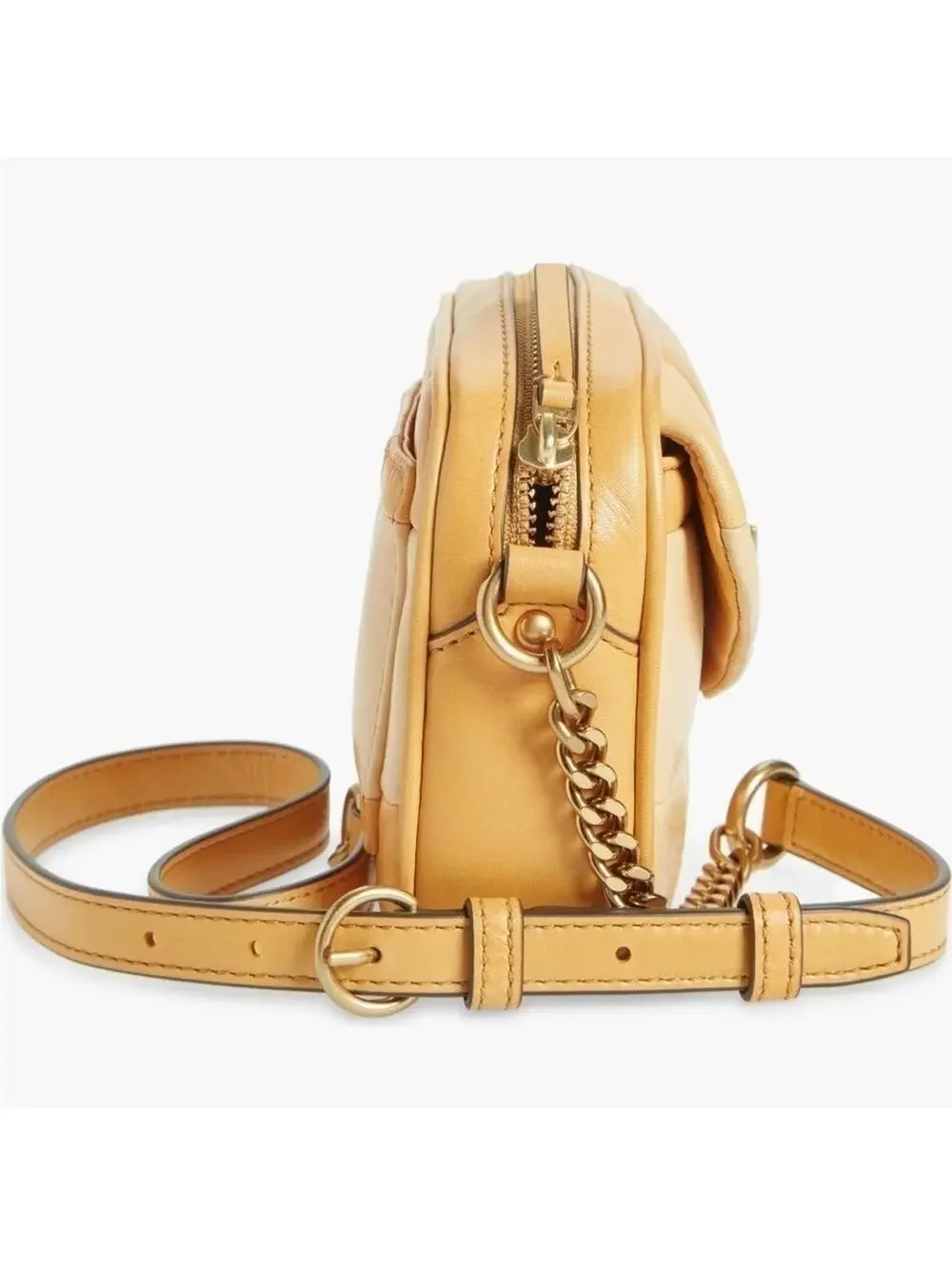 Tory Burch Kira Mini Leather Patchwork Camera Bag NWT Golden Straw Mix